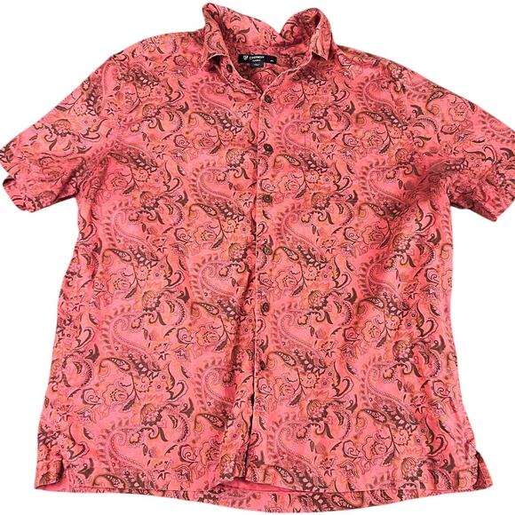 Cremieux Classics Coral Paisley Short Sleeve Button Up Shirt Large Men's - Picture 1 of 10